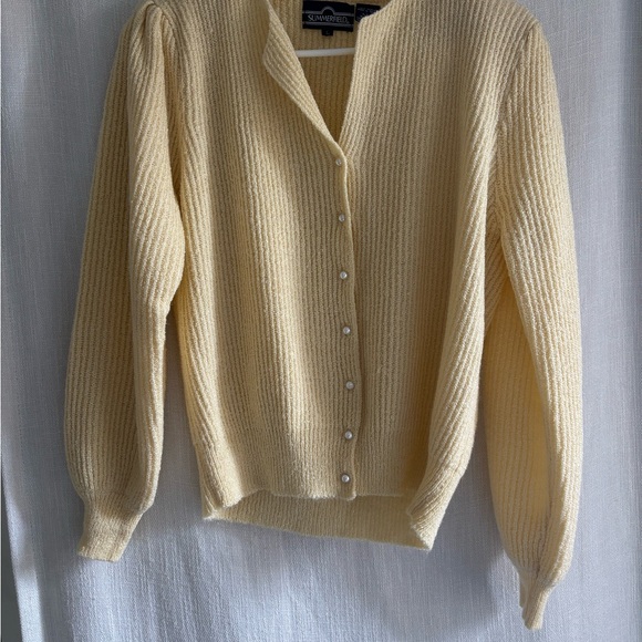Sweaters - Yellow Sweater with Button Detail
